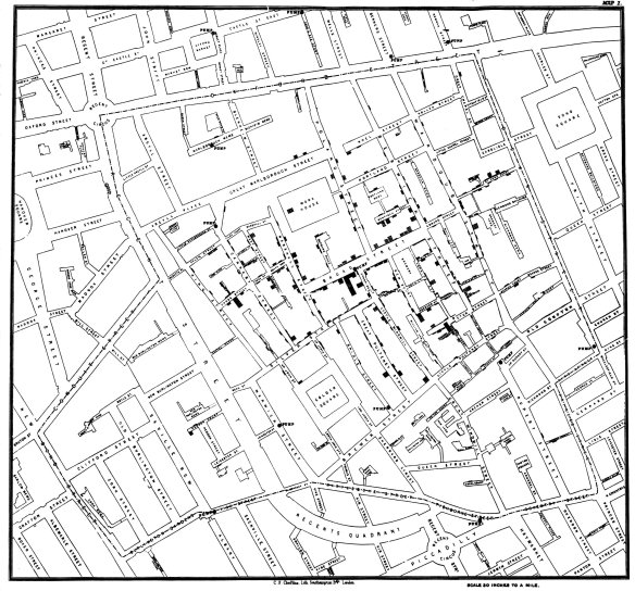 Dr. John Snow's cholera map, Soho, London